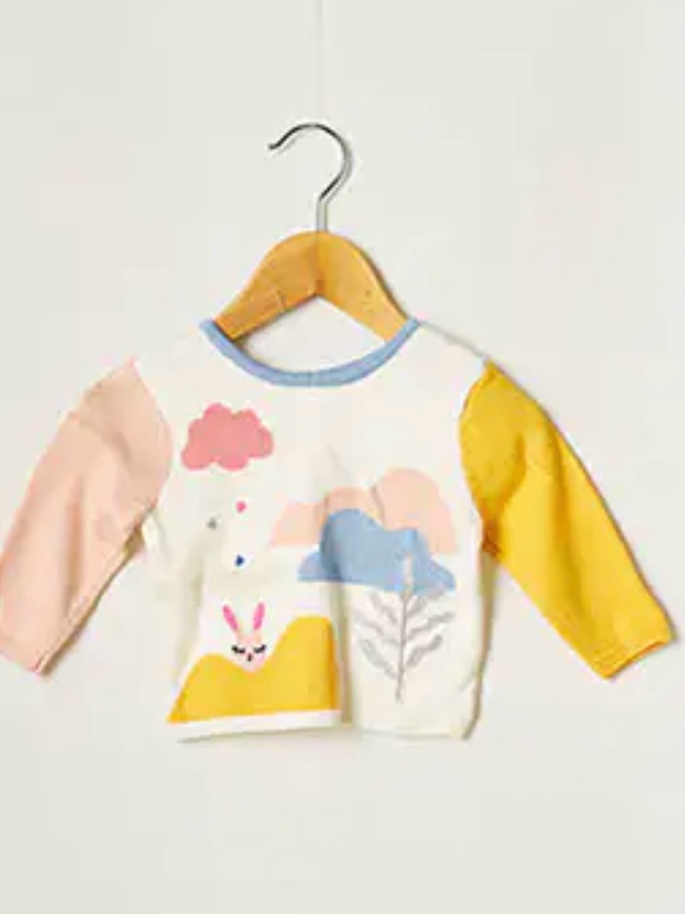 Catimini Knit Cardigan 9M Cloud Bunny Scene Colorblock French Brand